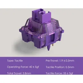 Akko V3 Pro Lavender Purple Switch, mechanisch, 5-Pin, taktil, MX-Stem, 40g