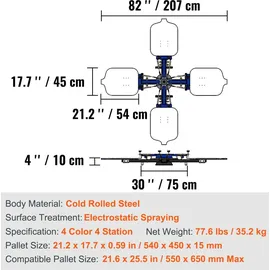 Vevor Siebdruckpresse T-Shirt Siebdruckmaschine 1 Farben + 4 Stationen, T-Shirtpresse, Hitzepresse Transferpresse DIY Ausrüstung Drucker, Textildruck Kleidung, Kissenbezüge, Gepäckstücke usw.