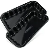 FMprofessional Grillschale 2er Set aus emailliertem Edelstahl schwarz