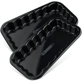 FMprofessional Grillschale 2er Set aus emailliertem Edelstahl schwarz