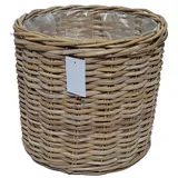 Casa Moro Flechtkorb Rattan Korb Siena rund mit Folie Blumenkorb Pflanzenkorb (Flechtkorb Allzweckkorb Deko Rattankorb), Weidenkorb aus Natur Rattan handgeflochten braun 36 cm