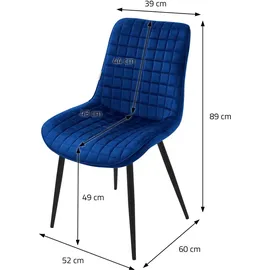 ML-Design Esszimmerstuhl Samt dunkelblau 4er Set