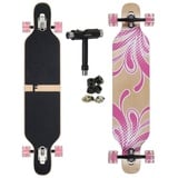 FunTomia Longboard Longboard in 3 Flex Stufen Camber Ahornholz + T-Tool mit LED Rollen, Camber Twin Tip