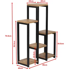 [en.casa] Pflanzregal Rosenholm 6 Ablagen 60 x 30 cm Schwarz
