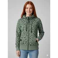 Ragwear Sweatjacke "RYLIE PRINT ZIP O", Damen, Gr. S, grün (dusty grün), Sweatware, Obermaterial: 65% Baumwolle, 35% Polyester, bedruckt, gemustert, normal, Rundhals, Rippbündchen, Sweatjacken Sweatjacke, aus Baumwollmischung, normale Passform, mit Reißverschluss