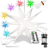 Kesser Leuchtstern 3d Led Weihnachtsstern Mit Timer Innen Und Außen Adventsstern Beleuchtet Hängend Stern + Warmweiß Licht Bunt / Mit Fernbedienung / 45cm - Kesser