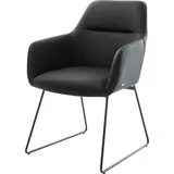 DELIFE Polsterstuhl Pejo-Flex, Kufengestell Schwarz Echt-Leder Schwarz Taschenfederkern schwarz 58 cm x 83 cm x 64 cm