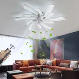 Modern Deckenventilator Mit Beleuchtung Leise Dimmable Ventilator Lampe Reversible Deckenventilator Mit Licht Und Fernbedienung Chrom Kronleuchter Fan Licht Schlafzimmer Reversible-Chrome