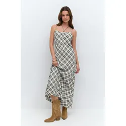 Gina Tricot - Checked dress - Lange kleider - Schwarz - 38 - Dame - Schwarz - 38