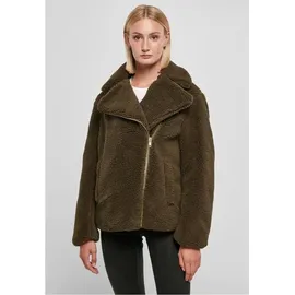 URBAN CLASSICS Ladies Sherpa Biker Jacket Olive - M