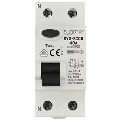 Sygonix SY-6438016 SYG-RCCB 1P+N/A40/10kA/30mA Fehlerstrom-Schutzschalter A 2polig 40 A 0.03 A 230 V