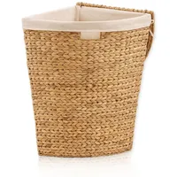 lycce Wäschekorb mit Deckel 30L, Wasserhyazinthe, Eckig, Platzsparend, Natürliches Design, Klein