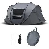 CLIPOP Camping Zelt, Pop Up Zelt 1-3 Personen, Strandzelte Wasserdicht Sonnenschutz, Familie Zelt, Tragbares Leichtes Kuppelzelt für Outdoor Camping, Wandern (grau, 280 * 210 * 120 cm)