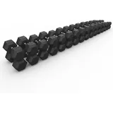 Hexagon Hantel Set | 2.5 kg-50 kg | Professioneller Bezug (kein Gummi) schwarz No Size