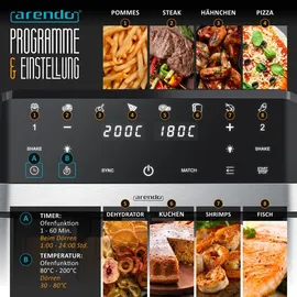 Arendo Heißluftfritteuse XXL 9L schwarz