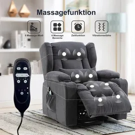 COMHOMA Massagesessel mit Aufstehhilfe Stoff 83 x 100 x 75 cm Grau elektrisch