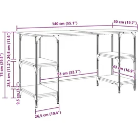 vidaXL Schreibtisch mit Regal Schwarz Eichen-Optik 140 x 50 x 75 cm