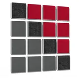 platino24 Akustikplatte 16 Elemente 3D-Set Colore Quadrat 27,5 x 27,5 cm Multicolore grau|rot