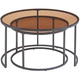 [en.casa] Couchtisch 2er Set Kokkola Rauchglas, braun