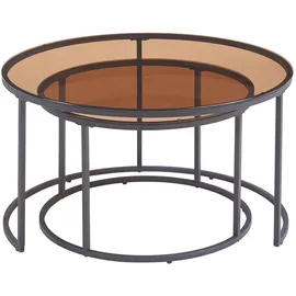 [en.casa] Couchtisch 2er Set Kokkola Rauchglas, braun