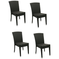 Konway Stapelstuhl MAUI (4 St), 4x KONWAY® MAUI Stapelstuhl Schwarz Polyrattan Sessel stapelbar schwarz