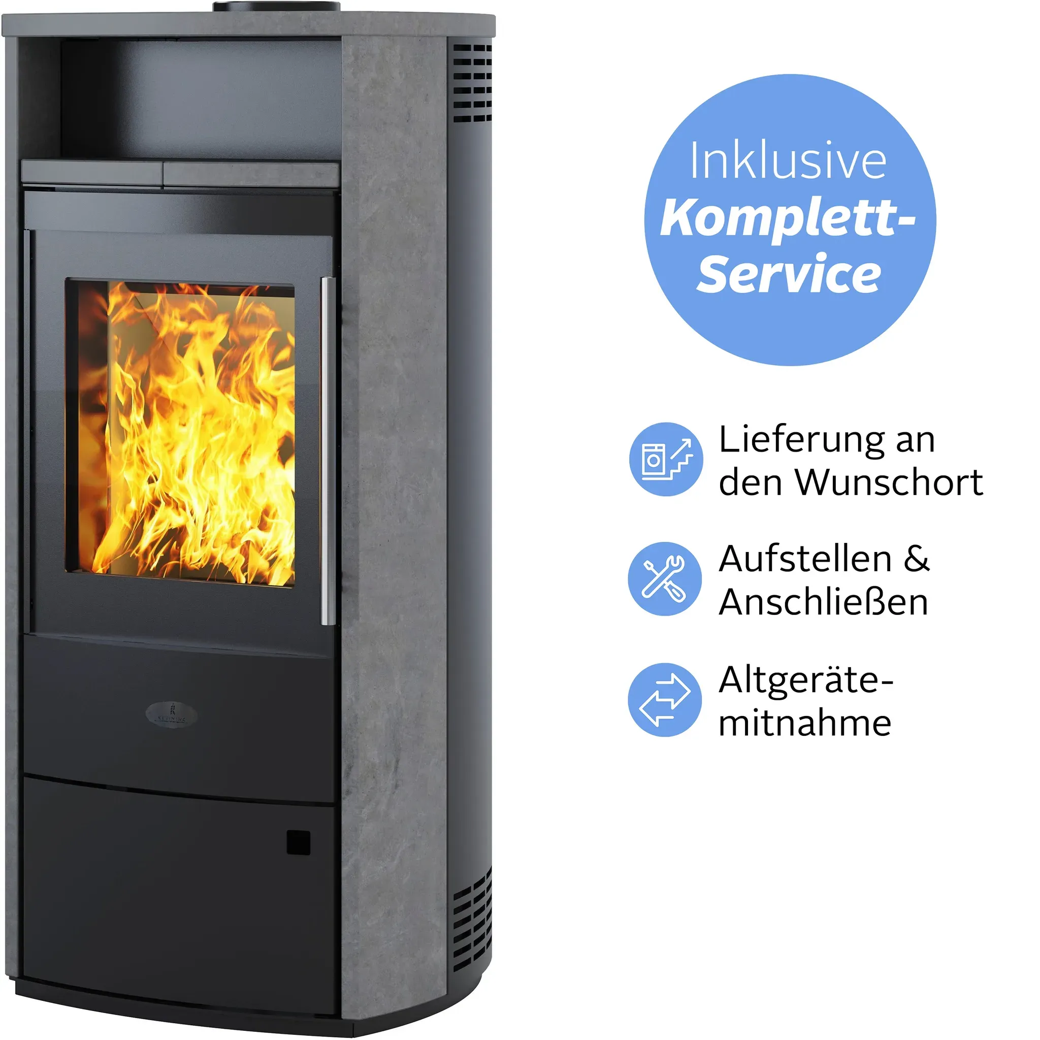 A+ (A++ bis G) FIREFIX Kaminofen "»DUBLIN«" Kaminöfen Wunschort Lieferung naturstein