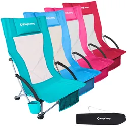 KINGCAMP Strand Liege Stuhl Hoch Lehne Camping Klapp Falt Sessel Niedrig 136 kg Farbe: cyan