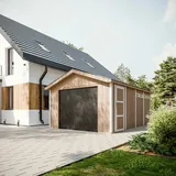 TIMBELA Garage Premium M991B 378 cm x 530 cm x 269 cm Natur