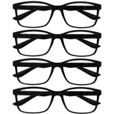 The Reading Glasses Company Die Lesebrille Unternehmen Schwarz Leser Wert 4er-Pack Groß Designer Stil Herren Federscharniere Lesehilfe RRRR83-1 +1,00