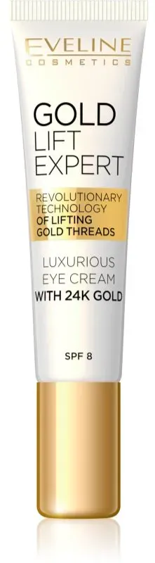 Eveline Cosmetics Gold Lift Expert Luxuscreme für Augen und Augenlider mit 24 Karat Gold (SPF 8) 15 ml