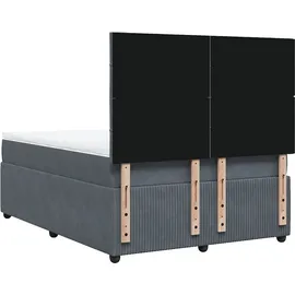 vidaXL Boxspringbett mit Matratze Dunkelgrau 140x200 cm Samt