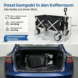 Xonic Bollerwagen Faltbar PU XL Rädern Schwarz