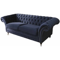 JVmoebel Chesterfield-Sofa, Sofa Chesterfield Dreisitzer Klassisch Design Wohnzimmer Textil Couch blau