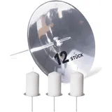 Novaliv 12x Kerzenpick mit Dorn 7,5cm SILBER Kerzenteller Metall rund Adventsk in Silber | Gr.: onesize