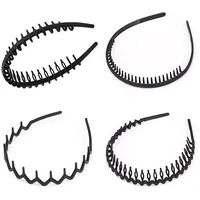 luxuskollektion Haarband Elastisches Haarreifen Männer 4er Pack Schwarz Rutschfest
