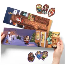 SURPRISA Weihnachtskarten mit Umschlag XXL 2er Set, lebendige Gutscheinkarten zum Aufschieben, Karten mit 2 weihnachtlichen Motiven für Geldgeschenke zum selbstgestalten