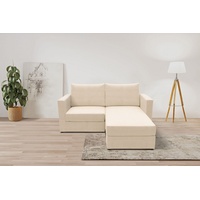 DOMO collection 2-Sitzer 800015, als Sitzmöbel oder Schlafgelegenheit nutzbar, Schlafsofa, Sitzfläche mit Federkern, inkl. 2 Rückenkissen beige