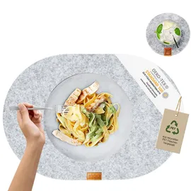 MIQIO Platzset waschbar, aus Filz, hellgrau, 44 x 29 cm