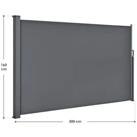 Juskys Seitenmarkise Dubai 160 x 300 cm Grau