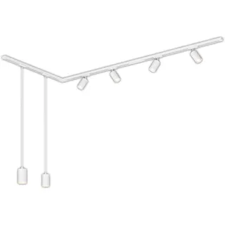 Briloner - Schienensystem Rail Komplettset, 4x GU10 Spots schwenkbar, 2x GU10 Pendel, L-Form, Lichtschienensystem Decke, Strahler Schiene, Deckenlampe, Deckenleuchte, Spotlight, 2,25m, Weiß