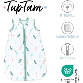 TupTam Baby Schlafsack 2,5 TOG – Warm, ärmellos, Wattiert" Gr. 68, silber Federn, Kinder Größe: 68-74 - 68-74