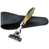 Gillette Mach3 Herren Rasierer mit Horn Replica Griff und Leder Reisetasche> Gent Essentials | Rasieren & Pflegen | Reiseausrüstung für Ihn