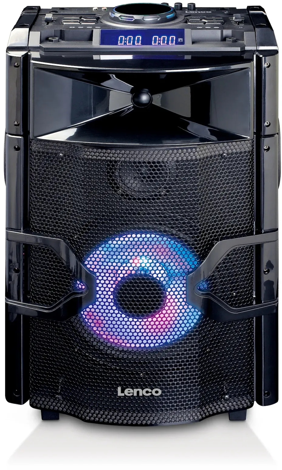 Lenco PMX-250 - Leistungsstarker Party-Lautsprecher mit DJ- und Mixfunktion - 200 Watt RMS - Bluetooth - Integrierter Akku - Partylichter - Schwarz
