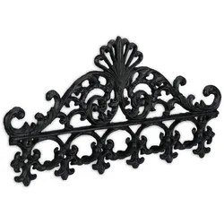 Relaxdays Garderobenleiste Gusseisen, 5 Haken, antike Hakenleiste, für Schlüssel, nostalgisch, 17 x 35 x 3,5 cm, schwarz