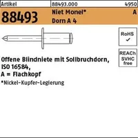 Industrial Quality Supplies Blindniete Monel/A 4 Flachkopf 4,8 x