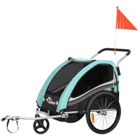 SAMAX 360° drehbarer Fahrradanhänger 2in1 Jogger - in Türkis - Black Edition