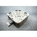 purehaven American Outdoor-Whirlpool 230x230 cm für 6 Personen mit 71 Massagedüsen Heizung LEDs Thermoabdeckung Farbe Sterling Silber/Grau