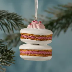 Weihnachtsbaumschmuck Macaron Kekse Baumanhänger Deko Geschenk H: 6,5cm weiß