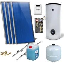Sunex Flachkollektoren Warmwasser Solarpaket 4 Kollektoren Speicher Flachkollektor