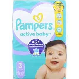 Pampers Windeln Größe 3 (6-10kg), Active Baby Windeln, 152 Stück, Durchlaufschutz Durch den Tag